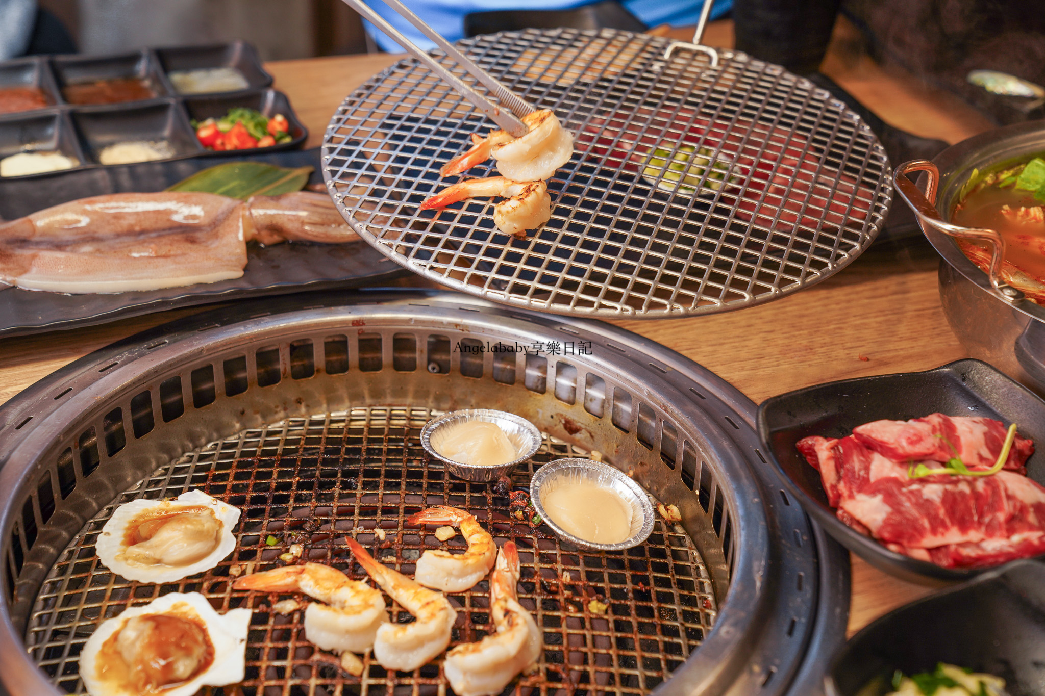 中和吃到飽『千兵衛日式燒肉/鍋物』食材最頂的燒肉火鍋吃到飽！帝王蟹松葉蟹、泰國蝦、日本A5和牛通通吃到飽、兒童友善餐廳、打卡啤酒無限暢飲 @梅格(Angelababy)享樂日記