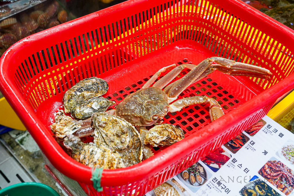 釜山札嘎其市場 (부산 자갈치시장)吃海鮮選第100攤、長腳蟹、鮑魚、帝王蟹、生章魚肥美新鮮招待超多 @梅格(Angelababy)享樂日記